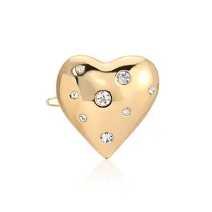 Ettika Platinum Love Barrette Gold Tone Zinc Steel Glass 0.43 x 1.54 x 1.56 Inches Heart Shape with Rhinestones