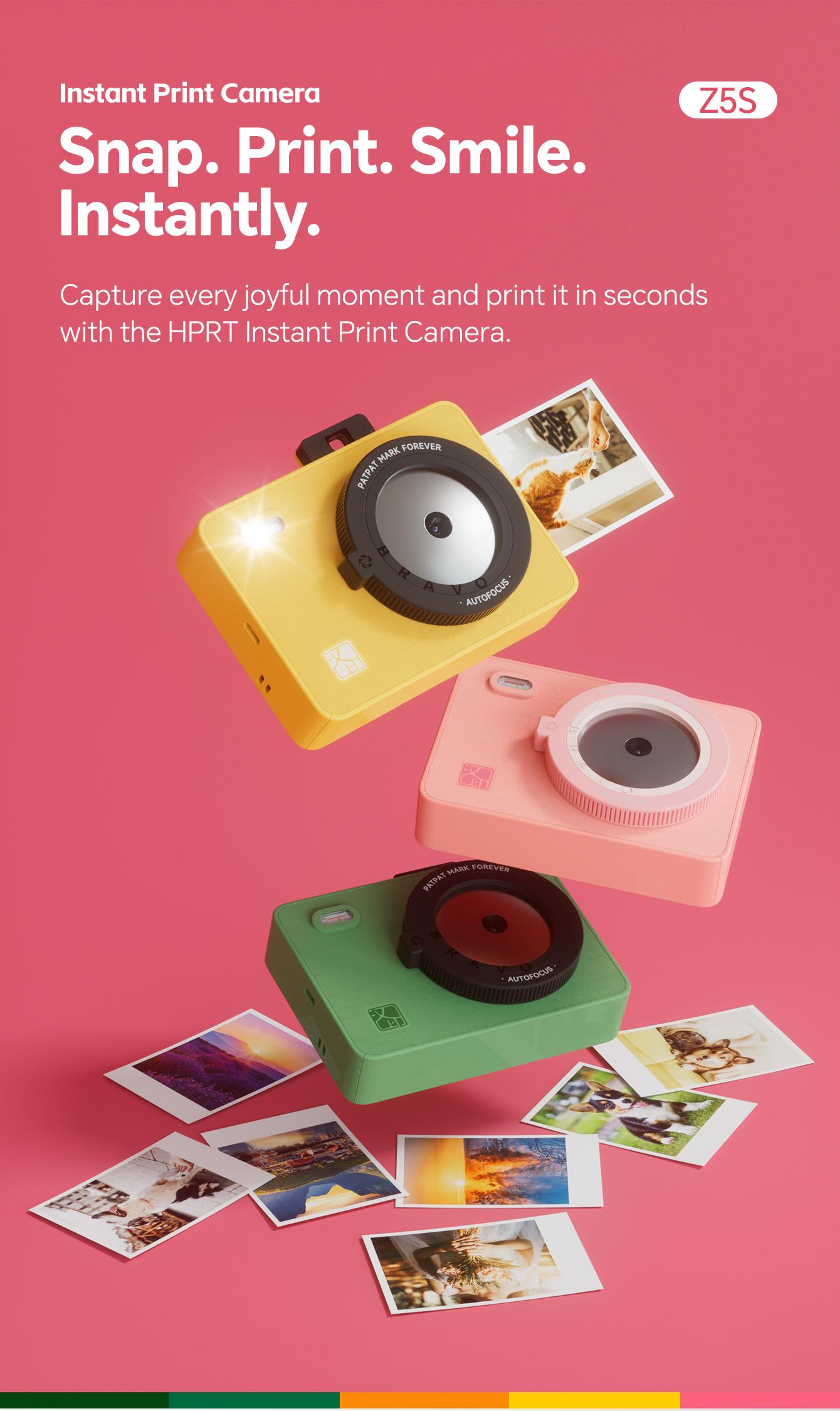 Hanin Instant Print Camera & 2x3 Portable Bluetooth Photo Printer for iPhone & Android, Full-Color Dye-Sub Ink-Free Printing, Print from Phone or Camera, for Travel, Party, Couple & Family Photos, GiftedInLove