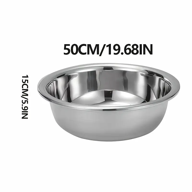 20-In Stainless Steel Mixing Bowl - Large Multipurpose Kitchen Basin for Dish Washing, Bathroom Use