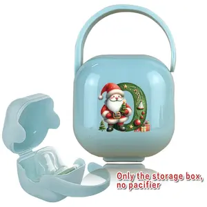Baby Pacifier Case Infant Portable Soother Container No Open Slot with Closure Attaches to Diaper Bag or Stroller Bpa-Free Travel Pacifier Storage Box for Baby Supplies A-Z Letters Christmas Pattern