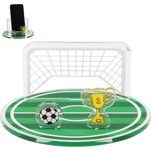 Football Field Phone Holder Acrylic Soccer Theme Desk Accessory for Football Fans Sports Event Party Favors Portable Cellphone Stand for Office Home