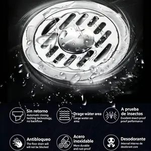 Stainless Steel Floor Drain, Anti-Backflow, Insect-Proof, Odor-Resistant, Fast Drainage, Ideal for Bathroom & Kitchen