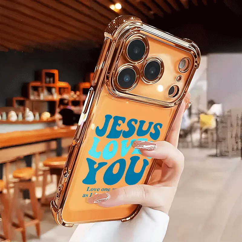 Jesus Loves You Compatible with iPhone 16 16e 15 17 Air 14 13 12 11 Pro Max Plus X XS Rugged Durable shockproof Anti-Scratch soft Silicone case Four-corner Thickened