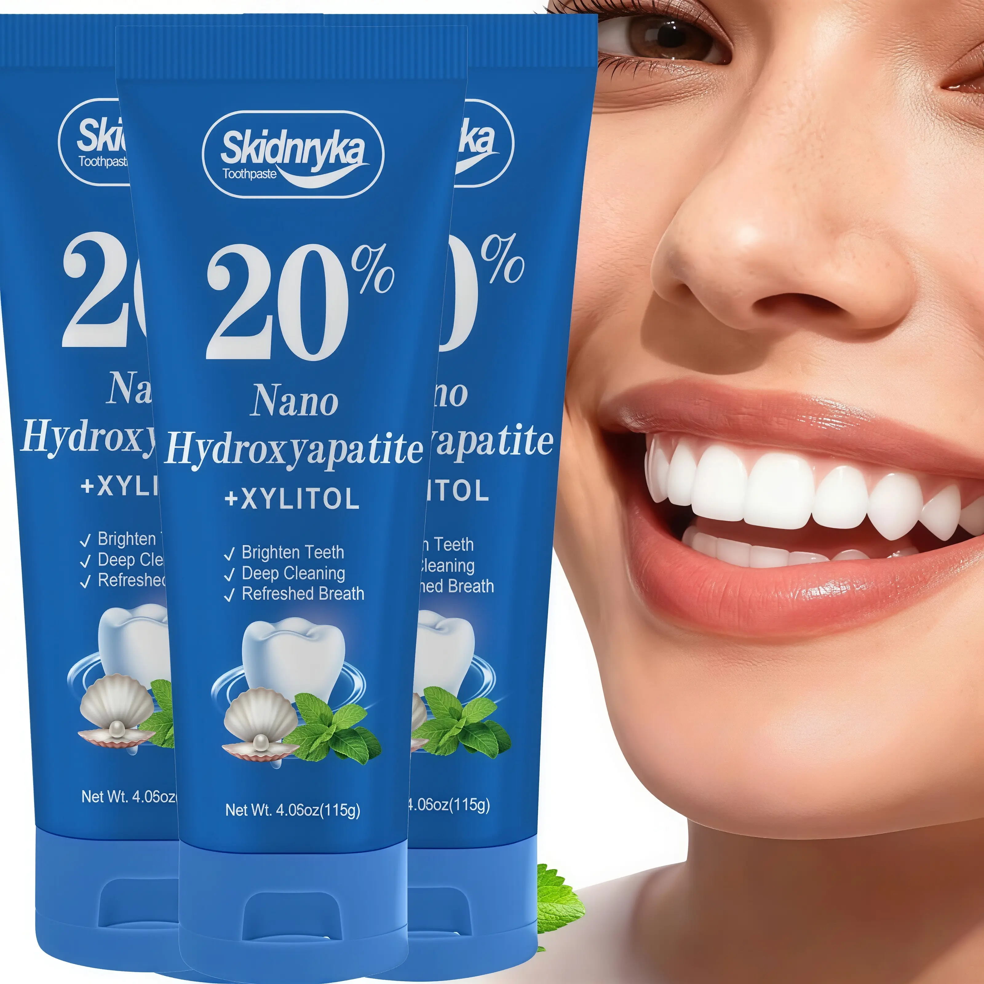 SKIDNRYKA 20% Hydroxyapatite Toothpaste, gently cleanses the mouth & whitens teeth, leaving your breath fresh.Daily oral hygiene and health, suitable for everyone, cleaning toothpaste, an oral care gift for friends