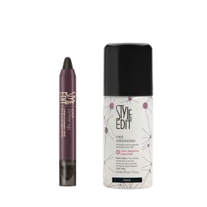 Style Edit Brunette Travel Size Concealer Spray and Cover Up Stick DUO temporary haircolor  root coverup Salon Coverage Blend hairstyling powder