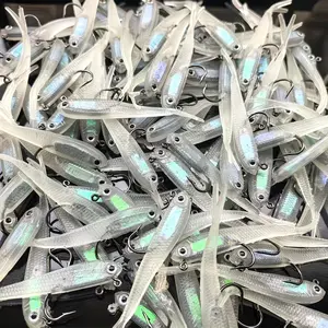 10 Soft Lure Rainbow Color Mullet Bait for Bass Trout, Freshwater & Saltwater Use, Reflective Surface, Flexible Material, Artificial Fishing Lure