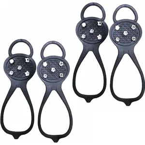 2 pairs Walk Traction Cleats,Ice Cleats Anti Slip Crampons Rubber Spikes Ice Snow Grippers for Boots and Shoes for Winter Walking on Snow and Ice Climbing Hiking Mountaineering 2PCS for Man and Woman