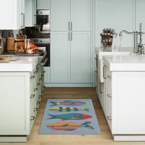 Lush Decor FrontPorch Indoor/Outdoor Hand Tufted Durable Area Rug - transitional Coastal Ocean Decorative  (Fishes)