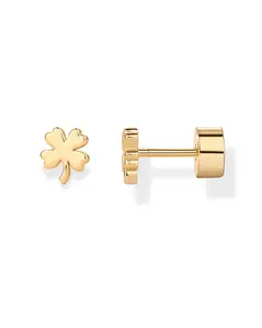 PAVOI 14K Gold Plated 925 Sterling Silver Post Flat Back Stud Earrings for Women - Clover Cartilage Earrings - Trendy Helix Jewelry