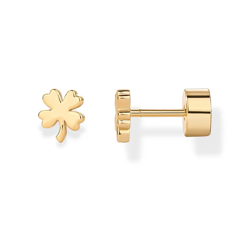 PAVOI 14K Gold Plated 925 Sterling Silver Post Flat Back Stud Earrings for Women - Clover Cartilage Earrings - Trendy Helix Jewelry