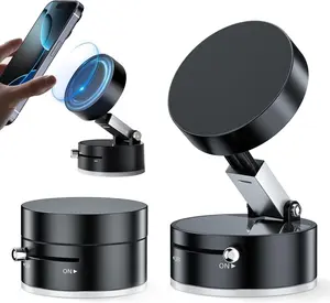Vacuum Magnetic Phone Holder, Suction Cup Phone Mount, Foldable Strong Magnetic Cell Phone Holder for Car/Gym/Mirror/Smooth Surface, Magnetic Car Mount for iPhone All Cell Phones, Valentine's Day Gifts,New Year Gifts