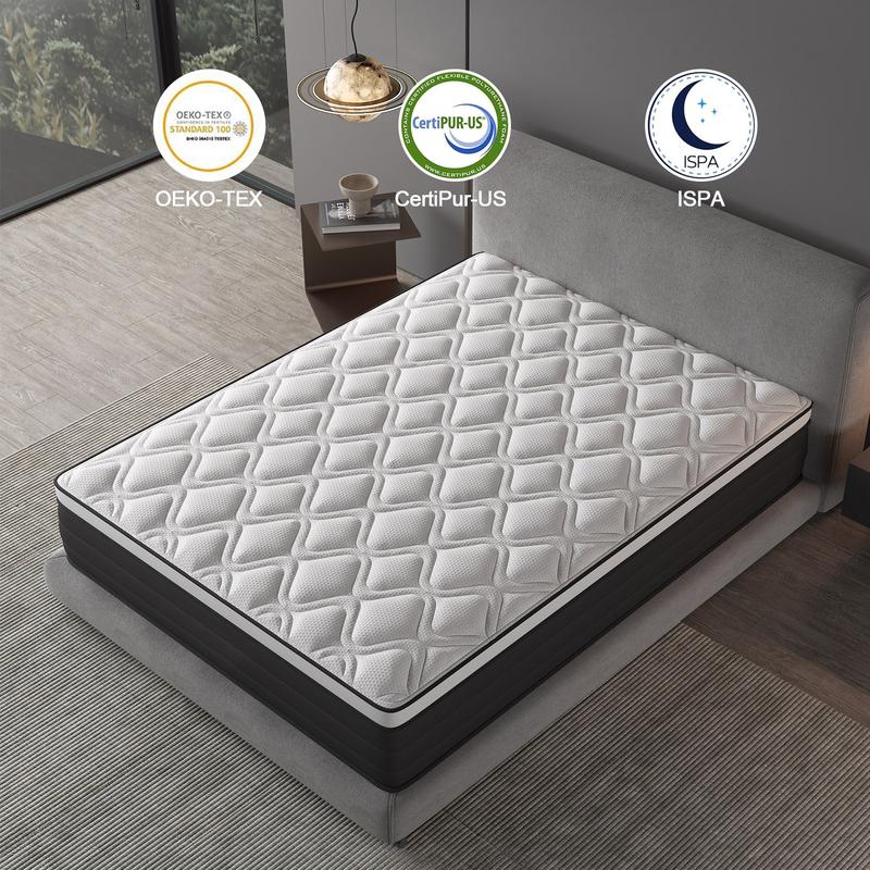 12/14 Inch Memory Foam Mattress Hybrid Pocket Spring Twin Full Queen King Mattress In A Box -Euro Top Mattresses Medium Firm For Motion Isolation, Edge Support, 100 Night Trial