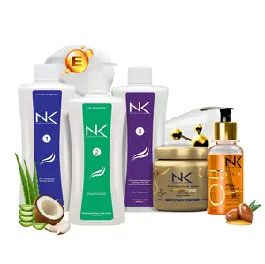 NK Professional Care. Complete Hair Straightening Treatment, Kit Steps 1,2,3,4,5. Hair Surgery with keratin, post-treatment, home care shampoo, Hair Mask and Styling Argan Oil. (15oz)