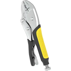 10-Inch Locking Pliers,  Cr-V Construction, Curved Jaw Locking Pliers with Wire , Fit for Clamping Twisting Welding, Two-Color TPR Handle