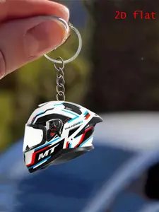 1 pc 2D Racing Helmet Keychain Parking Key, 1/2pcs Durable 9.5cm Acrylic Mirror Decoration, Fashionable Home and Bag Accessories for Gifts Motorcycle Key Chain