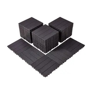 【DealsForYouDays】VEVOR Interlocking Plastic Deck Tiles, 54 Pack 11.6x11.6in 54 Sq. Ft., 0.8in Thick 440 lbs Load Capacity, Waterproof All-Weather Outdoor Flooring for Patio, Porch, Dark Brown