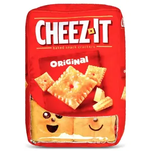 iscream  Cheez It Box Packaging Plush Pillow with Four Removable Crackers Set 8" x 12"