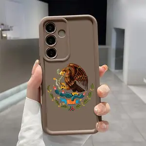 Mexican Golden Eagle Badge Flag Design Phone Case, Enhanced Camera Protection,Shockproof Skin-Friendly Touch Soft Cover for Samsung Galaxy S21 S22 S23 S24 S25 S26 Ultra Plus FE A13 A14 A15 A16 A17 A33 A34 A35 A36 A52 A53 A54 Note20