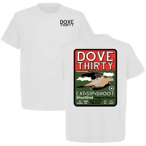 Dove Thirty Hunting T Shirt, Fun Vintage Style Graphic Tee for Dove Hunters, Full Color Outdoor Shirt, Perfect Gift for Men, Made in USA. LKD