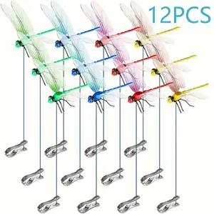Fake Dragonfly Hook Clip, Dragonfly Insect Repellent Clip, 3D Realistic Dragonfly Hat Clip, Garden Decoration, Multi-color Waterproof, Easy Installation