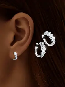 Women'S Fashion Clip Earrings - Sparkling Cubic Synthetic Synthetic Zirconia, Hypoallergenic 925 Sterling Silvery, No Piercing Required, Perfect Gift for Any Occasion