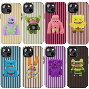 Striped Fuggler Funny Ugly Monster Phone Case, Preppy and Cute Quirky Plush Creature Aesthetic Suitable for iPhone 17-11 Pro Max/Plus and  Samsung Galaxy S23-25
