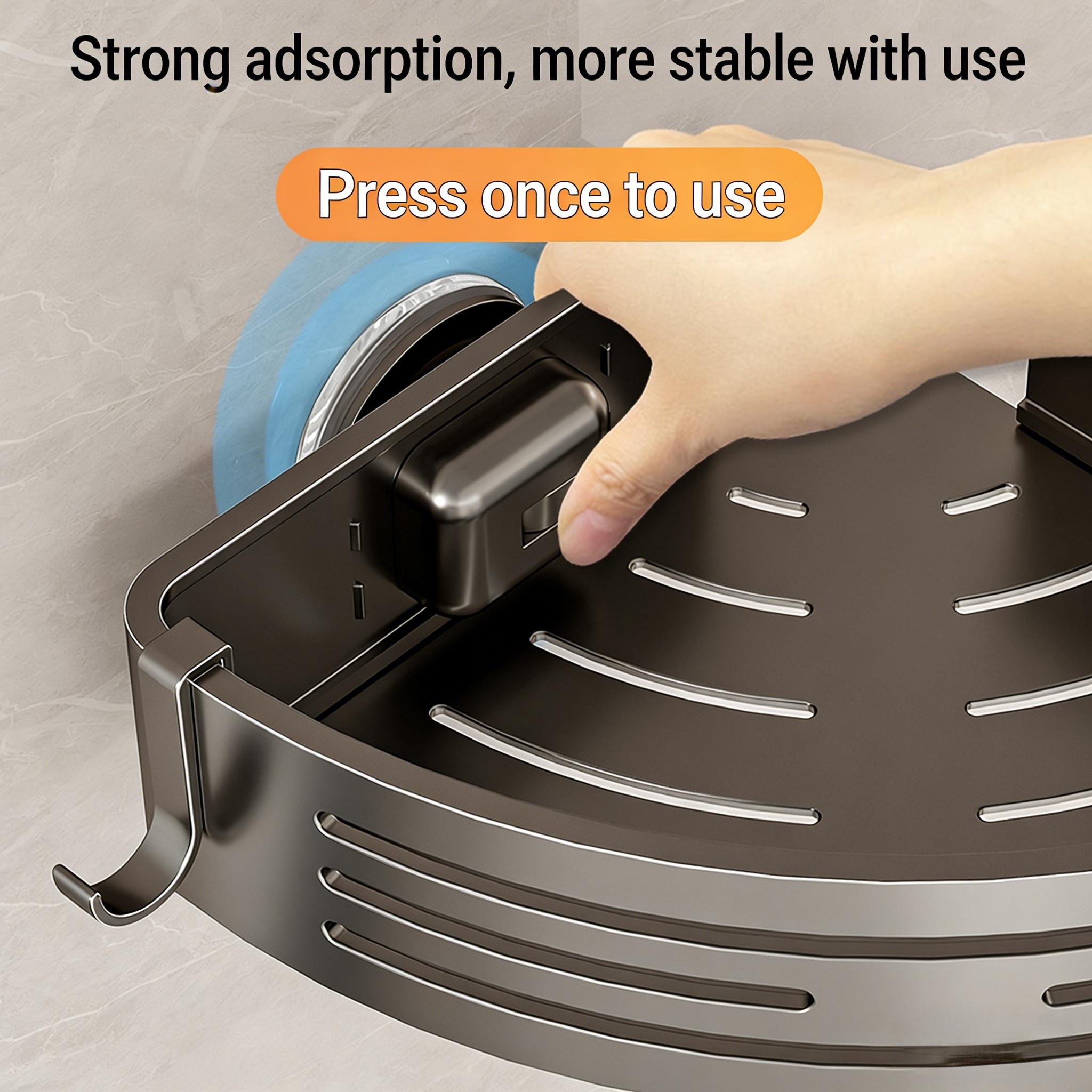 1/2/3 Pack Aluminum Gun Gray Triangular Suction Cup Shower Caddy,1/2/3 Tier Corner Shelves Shower Storage Rack, Drill Free Wall Mount Shower Organizer, 40lbs Load Capacity Bathroom Accessories Towels Hook Toiletries