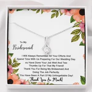 To My Bridesmaid Necklace Crystal Bridesmaid Proposal Card Necklace, Bridesmaid Proposal, Bride Tribe Proposal, Necklace Card Pendant Necklaces styles On Birthday, Christmas, Anniversary. Necklace Jewelry With Meaningful Messages Card & Box