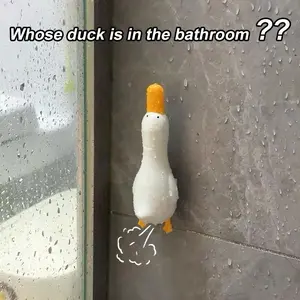 Cartoon Duck Hair Cleaner for Drain Holes, Reusable Kitchen Sink and Bathroom Hair Remover, Includes Clips and Adhesive Sheets