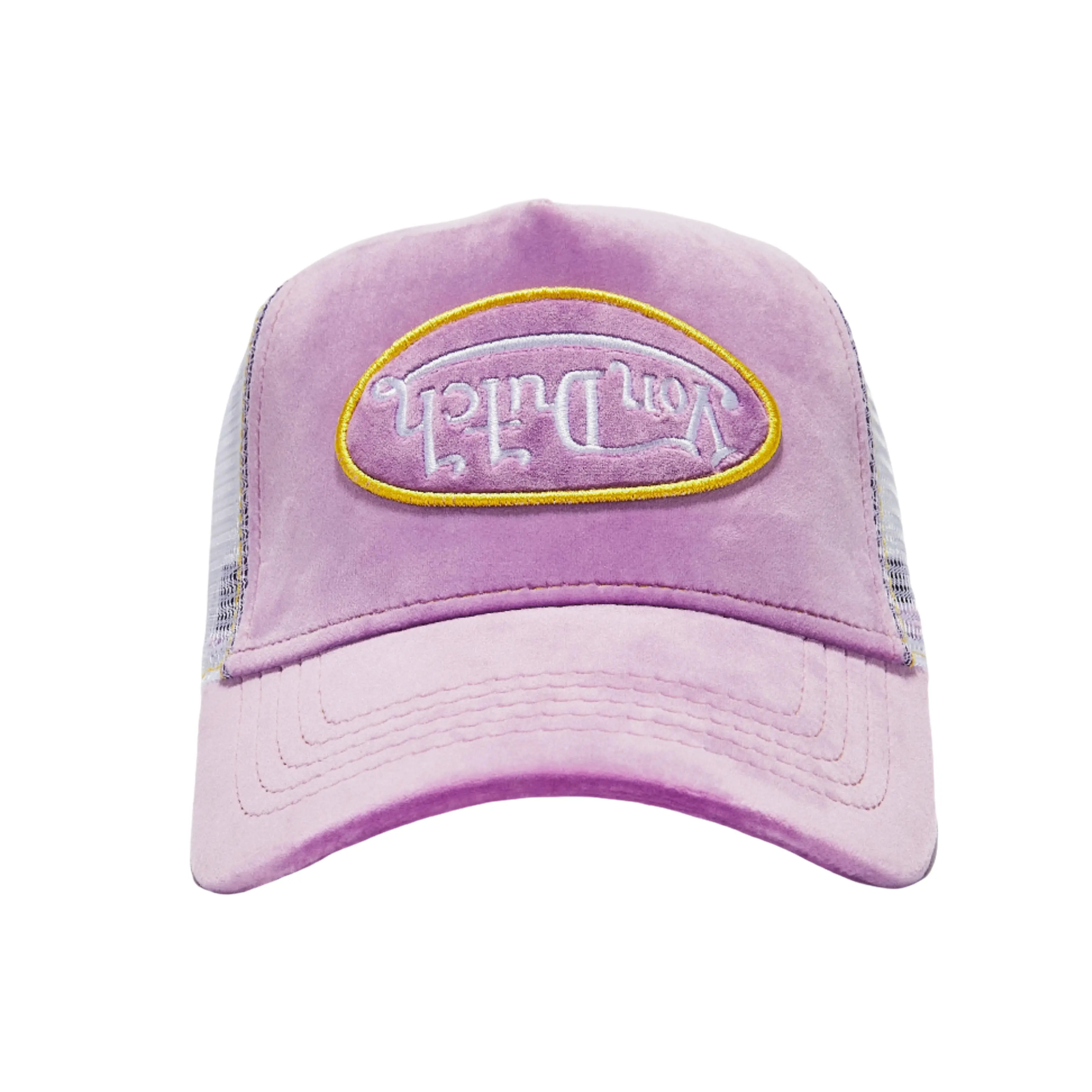 Purple Velvet Trucker with Upside Down Logo 