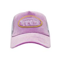 Purple Velvet Trucker with Upside Down Logo 