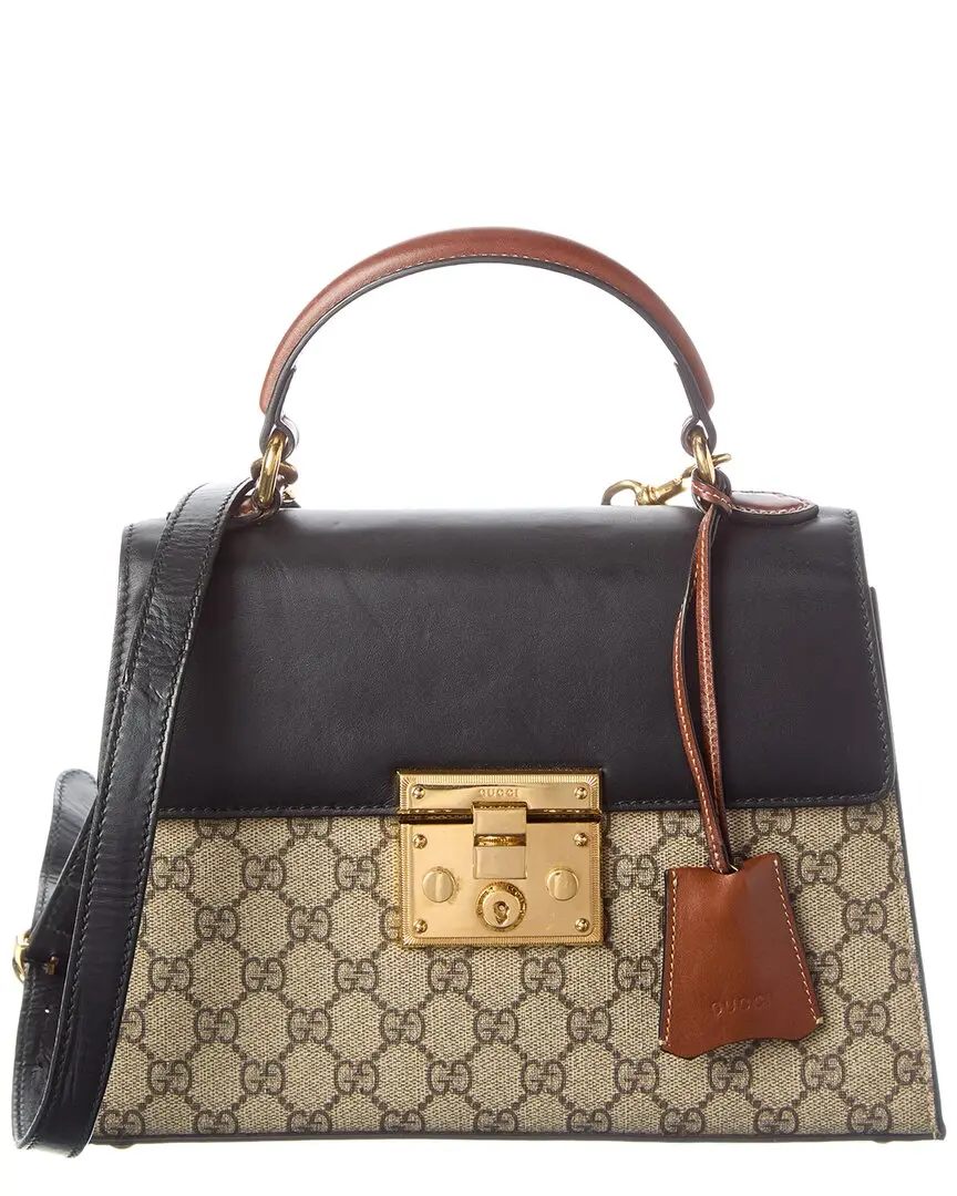 Gucci Beige GG Supreme & Leather Padlock Top Handle (Authentic Pre-Loved)