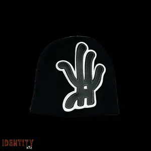 YKWYK Beanie Black with Unique Hand Design for Stylish Warmth