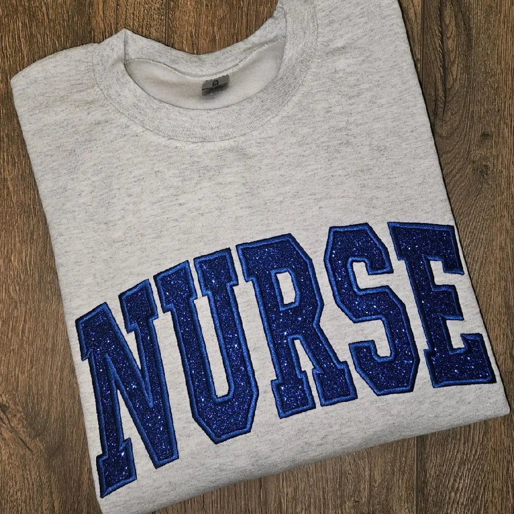 Nurse ash sweatshirt with Royal blue glitter Nurse ash sweatshirt with Royal blue glitter