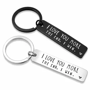 1 Pc Stainless Steel Couple Keychain, “I Love You More. The End. I Win.” Message Keyring, Cute Gift for Boyfriend, Girlfriend, Husband or Wife, Anniversary Birthday Valentine’s Day Gift, Car Keychain Bag Charm