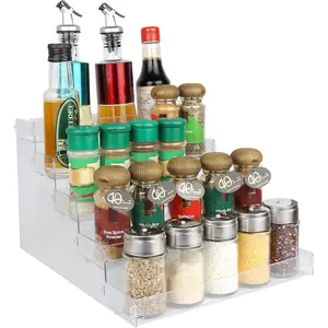 Spice Rack,No Tool Needed & No Pungent Acrylic Glue Self-derived Snap On Assembly Spice Shelf Pantry Cabinet Organizer 10 in for Jars,Baking Supplies & Spice (5 Tier)