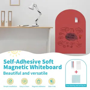 1 red soft magnetic arch set, that can be used for drawing and writing, with self-adhesive magnetic installation - perfect decoration for walls in offices, study rooms, and restaurants for notes, Office Desk Accessories