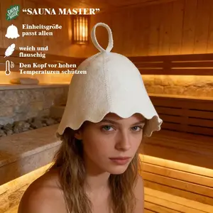 Pure Wool Felt Sauna Hat, Protects Head and Ears From Heat, Enhances Hair Care Absorption, Cute Hanging Design, Easy Storage