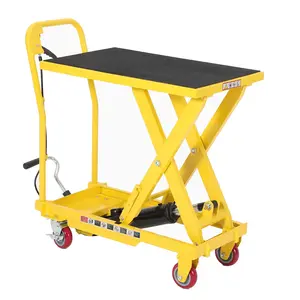 Garvee Heavy Duty Hydraulic Lift Table Cart 500LB Capacity, Single Scissor Lift Table with 28.7'' Lifting Height, Non-Slip Platform & Locking Wheels for Garage, Warehouse, Workshop, Yellow