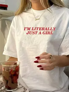 Excellent Clothing Hot Selling- Casual Sports Women's T-shirt, Round Neck Short Sleeved T-shirt, Breathable Loose Fit Made of Sweat Absorbing Fabric, Combined with Pattern Design, Versatile for Daily Sports and Leisure Occasions, Women's Top