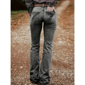 Women's High-Waisted Flare Jeans - Non-See-Through Cowboy Bootcut Pants, Machine Washable All-Season Jeans for Everyday & Formal Outfits - Western Ranch Style Jeans for Women（gift）