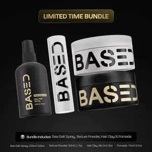 BASED Ultimate Straight/Wavy Hair StylinAg Bundle | Texture Powder, Clay, Pomade, Sea Salt | BASED Bodyworks | Premium Non-Toxic