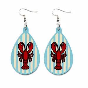 8 Bit Lobster Earrings | Coastal Retro Dangle Earrings | New England Lobster Jewelry | Beachy Gamer Gift | Nautical Teardrop Earrings