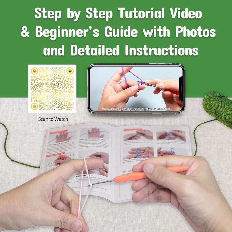 Madwave Crochet Kit for Beginners, for Beginners Adults & Kids with DIY Set, Step-by-Step Video Tutorials, Yarn, Hook, and All Accessories Included
