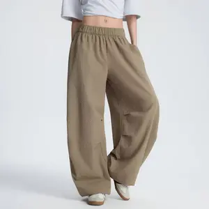 Women's High-Rise Baggy Pants - Wild Fable Heather Beige Taupe XS