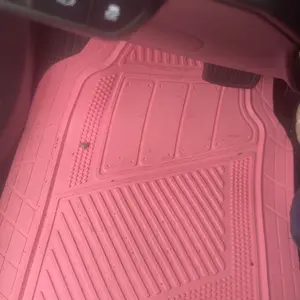 CAR PASS 4pcs Heavy Duty Rubber Floor Mats Pink 4-Piece Car Mat Set Universal Waterproof for SUV Truck Durable All-Weather Mats for Car Women Girly