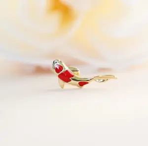 Solid Silver 16G Koi Fish Labret Stud Earring • Flat Back Earrings • Helix Earring • Tragus Earring • Cartilage Earring • Screw Back Studs