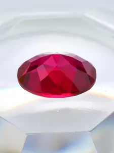 1pc 4-11mm Oval Synthetic Ruby Gemstone, Ideal for Jewelry Making, Earrings, Rings & DIY Accessories, Fashion Multi-Faceted Design