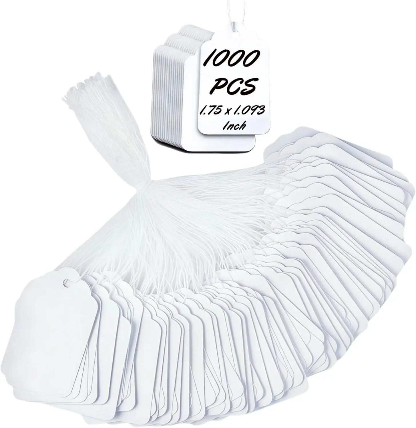 Pre-Strung Price Tags 1000 PCS with String White Paper Label Tags Garage Sale Jewelry Clothing Retail