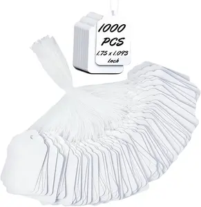Pre-Strung Price Tags 1000 PCS with String White Paper Label Tags Garage Sale Jewelry Clothing Retail